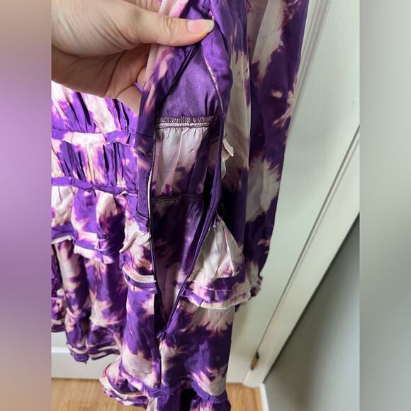 Ulla Johnson Purple Silk Emery Long Sleeve Ruffle Mini Dress Cassis Blur 10 - Picture 9 of 12